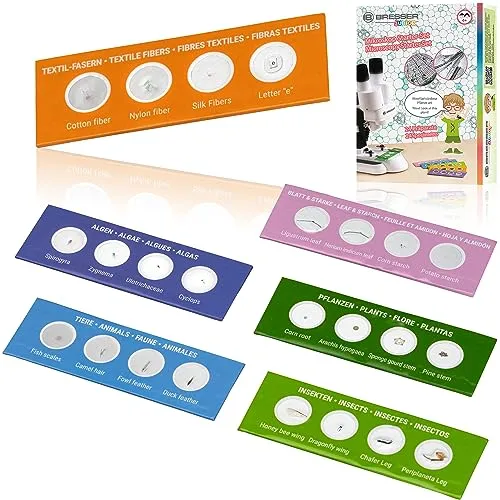 BRESSER junior BRESSER JUNIOR 24 Dauerpräparate Mikroskop-Starter-Set - Kindermikroskop bunt, inklusive 24 Dauerpräparaten für spannende Entdeckungen