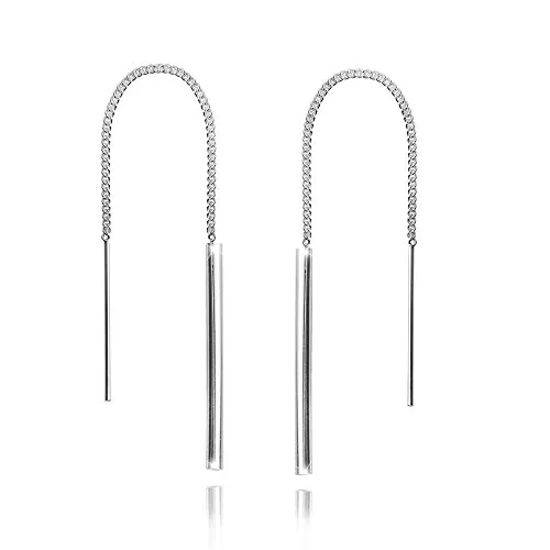 MATERIA 925 Silber Ohrringe Durchzieher 2x85mm - Ohrhänger lang Stäbchen + Box #SO-225