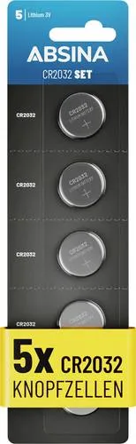 Absina Knopfzelle CR2032 3V 5 St. Lithium