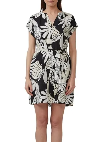 s.Oliver Kurzes Kleid aus Viskosemix im Relaxed Fit schwarz 36 - Freizeitkleid für Damen, mit modischem Alloverprint und fließender Webware für höchsten Tragekomfort.