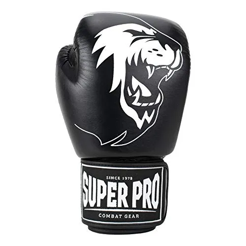 Super Pro Unisex – Erwachsene Warrior Boxhandschuhe, Schwarz/Weiß, 12 oz