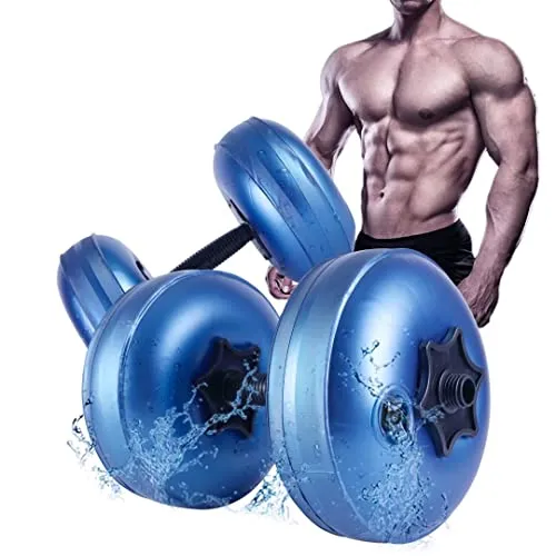 DEIRIS Tragbare Kurzhantel-Set, 8-10 kg, Wassergefüllt, Verstellbar, Schwarz und Blau