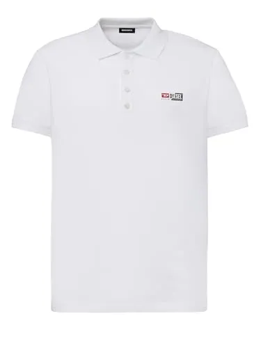 Diesel - Herren Kurzarm Logo Polo Shirt T-Shirt Weiß - T-Weet-Split, Größe:M