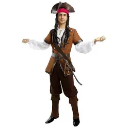 Metamorph Piraten-Kostüm für Männer - Verfluchter Karibik Pirat in Braun 4XL - Kostüm für Erwachsene mit Hose, Hemd, Jacke, Gürtel, Hut und Überziehstiefeln. Ideal für Karneval oder Mottopartys, um als furchtloser Pirat die Weltmeere zu erobern!
