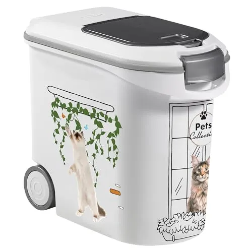 Curver Futterbehälter für Katzen 35 l - 12 kg luftdicht, geruchsneutral und mobil mit praktischen Griffen