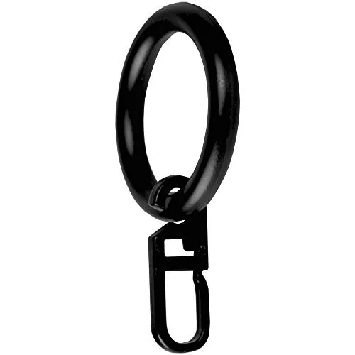 Bestlivings Gardinenringe (Ø28mm) mit Faltenlegehaken im 10er Pack, ideal für Gardinenstangen mit Ø16mm (Schwarz) Ringe mit Faltenhaken