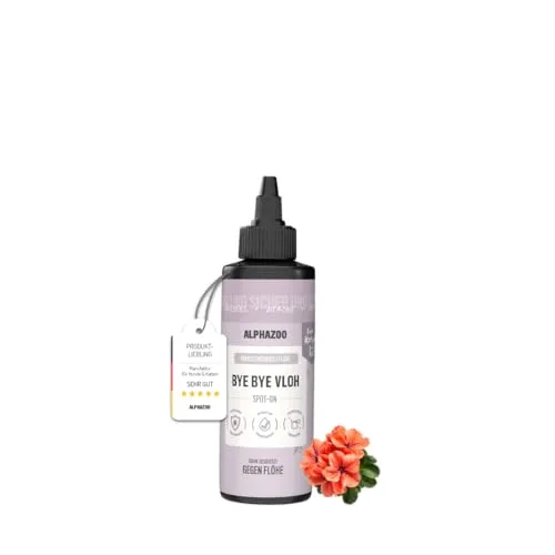 alphazoo ByeByeVloh Spot-On für Katzen 100 ml – natürlicher Schutz gegen Flöhe mit Lavendel, Geraniol & Zitronen-Eukalyptus. Sanfte, alkoholfreie Pflege für Haut & Fell. Hautfreundlich & ohne Zusätze