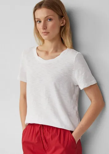 s.Oliver Kurzarmshirt T-Shirt T-Shirt mit Flammgarnstruktur und Ausschnitt-Detail