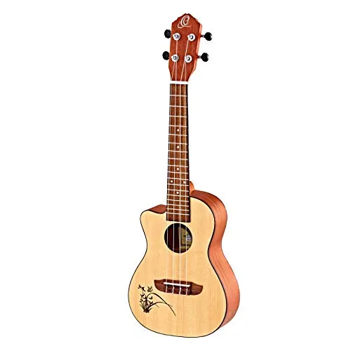 Ortega RU5CE-L Lefthand Konzert Ukulele - Sonstige Zupfinstrumente, Linkshänder-Modell mit hochwertiger Fichtendecke und integriertem Ortega MagusUkeGO Tonabnehmersystem für perfekten Klang.