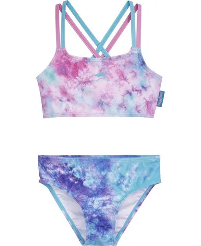 Playshoes Mädchen Zweiteiler Bikini Batik 98-104 - Stylischer Bikini aus recyceltem Polyester, ideal für sonnige Tage. Mit schnelltrocknendem Material und überkreuzten Trägern für besten Tragekomfort. Pflegeleicht bei 30°C waschbar.