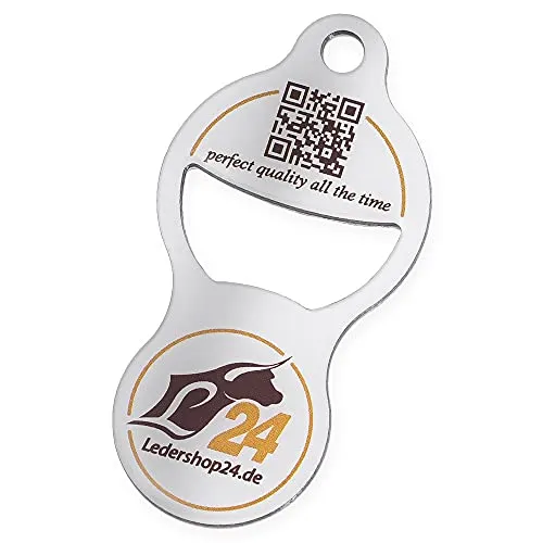 Ledershop24 Schlüsselanhänger Edelstahl Mein Johann Herren & Damen Einkaufswagenlöser rund mit Flaschenöffner