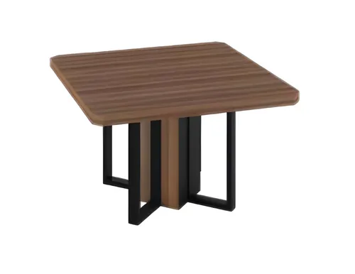 Designer Konferenztisch Braun - Quadratischer Holztisch für 4 Personen - Moderner quadratischer Konferenztisch in Braun, ideal für Besprechungen. Mit stabiler Holz- und Edelstahlkonstruktion, einfache Wartung und elegantes Design für Ihr Arbeitszimmer.