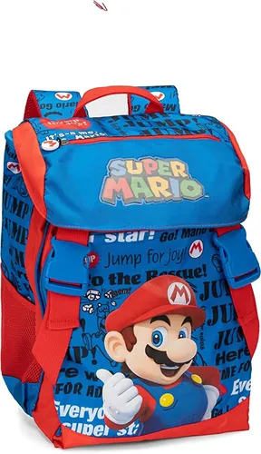 Rucksack Ausziehbar Grundstufe Super Mario - Offizieller Super Mario Schulranzen mit verstellbaren Schultergurten und gepolsterter Rückseite, ideal für Schule und Freizeit. Großer Stauraum für Schulbedarf und einzigartiges Design für Fans!