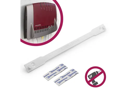 Mobilefox Router Wandhalterung für Fritzbox Modelle - Praktische Wandhalterung für Fritzbox 7590, 7490 und mehr. Bohrlose Montage mit Klebepads möglich, ideal für platzsparende Lösungen in Ihrer Wohnung. Made in Germany!