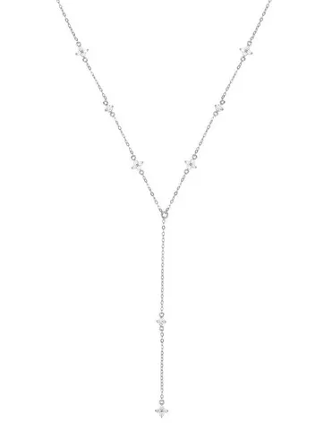 Hey Happiness Statementkette Blumen Y-Kette mit Zirkonia, Elegante Damen 925 Silberkette, Silber Gold Roségold
