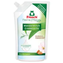 Frosch Reine Pflege Mandelmilch Cremeseife 112535 - 500 ml Nachfüllbeutel - Seife mit zart-pflegender Mandelmilch, reinigt sanft und unterstützt den natürlichen Säureschutzmantel der Haut für ein geschmeidiges Hautgefühl.