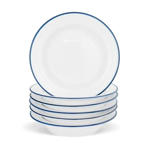 Nicola Spring Weiße Bauernhaus -Suppenplatten - 22cm - Pack Von 6