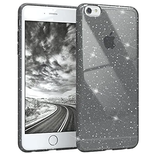 EAZY CASE Hülle kompatibel mit iPhone 6 / 6S Schutzhülle mit Glitzer, Handyhülle, Schutzhülle, Back Cover mit Glitter, TPU/Silikon, Transparent/Durchsichtig, Anthrazit