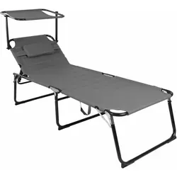 XXL Sonnenliege mit Sonnendach - Gepolsterte Gartenliege aus Aluminium - Gartenliege aus wetterfestem Aluminium, klappbar und mit bequemem Kissen für entspanntes Sonnenbaden im Freien.