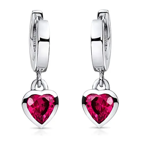 Materia Kinderohrringe Herz Silber 925 - Mädchen Creolen mit pink Zirkonia - Ohrringe für Mädchen aus 925 Sterling Silber, rhodiniert für langanhaltenden Schutz. Mit einem bezaubernden Herz-Design und funkelnden Zirkonia-Steinen, ideal als Geschenk in einer eleganten Schmuckbox.