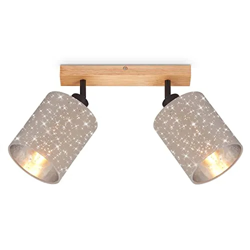 BRILONER Deckenlampe mit Sternenhimmel - Elegante 2-flammige Deckenlampe in Taupe, ideal für Wohnzimmer, Schlafzimmer oder Kinderzimmer. Das schwenkbare Design und das einzigartige Sternenhimmel-Design machen sie zum Blickfang in jedem Raum.