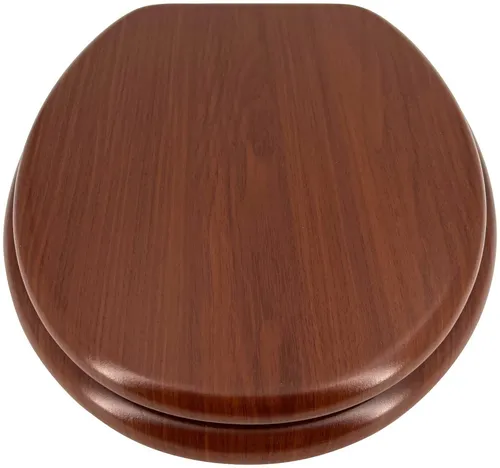 Walnuss WC Sitz mit Holzkern und verchromten Scharnieren - Hochwertiger WC Sitz mit langlebigem Holzkern und verstellbaren messingverchromten Scharnieren, passend für alle handelsüblichen Toiletten, dekorativ und robust für Ihr Bad.