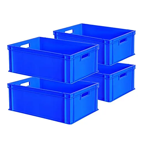 BRB-Lagertechnik Aufbewahrungsbox 4 Eurobehälter mit Griffen - Robuste Aufbewahrungsbox für Industrie und Handwerk, kälte- und hitzebeständig, ideal für Lagerung und Transport, spülmaschinenfest und langlebig.