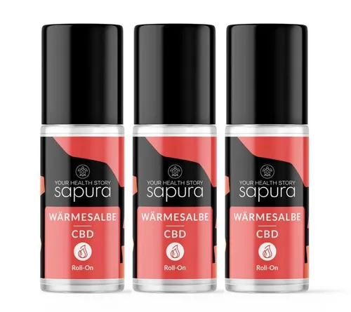 SAPURA® CBD Wärmesalbe Roll-On | Extra starkes 3er Set mit Arnika & Teufelskralle - Praktischer Roll-On für die gezielte Anwendung bei Muskelbeschwerden und Verspannungen. Mit hochwertigen Inhaltsstoffen für ein angenehmes Wärmegefühl und schnelle Linderung. Ideal für Zuhause oder unterwegs.