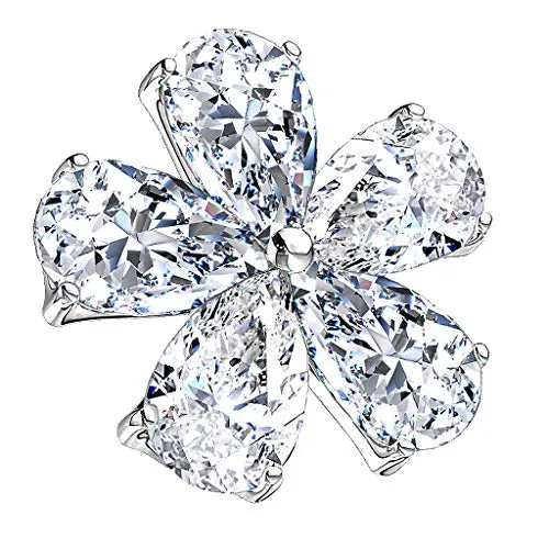 Piercingfaktor Aufsatz für Dermal Anchor Piercing Hautanker Implantat Skin Diver mit Strass Kristall Blume Silber