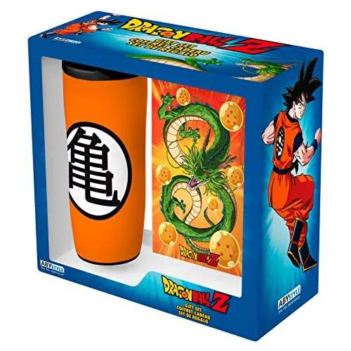 DRAGON BALL Geschenkset Tasse Tumbler + Notebook - Exklusives Dragon Ball Geschenkset mit einer hochwertigen Tasse, einem praktischen Tumbler und einem stilvollen Notizbuch – perfekt für Fans und Sammler!