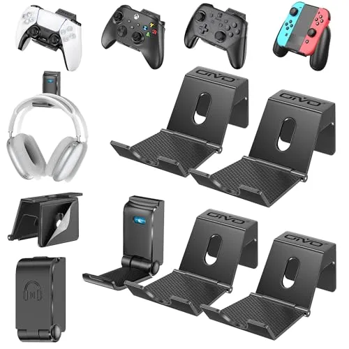 OIVO PS4 Controller Wandhalterung für Nintendo Xbox One/S/X/Elite/Series S/Series X, klappbarer Universalständer für Gamepad, Kopfhörer, Videospiel-Controller, 4 Stück
