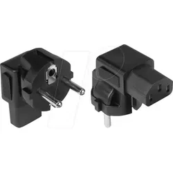 GC PA-0133S - Netzkabeladapter, CEE 7/7 aud C13,  abgewinkelt