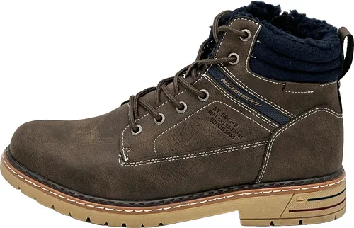 Nowalnd Herren gefütterte Winterstiefel - Warm und stylish für Outdoor-Aktivitäten, Braun, Größe 46 - Wanderschuhe mit hervorragender Wärmeisolation und hohem Schaft für zusätzlichen Knöchelschutz. Ideal für Baustelle und Alltag, mit austauschbaren Einlegesohlen für individuelle Anpassung.