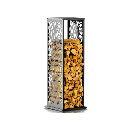 Westmann Kaminholzregal Luma Flow Anthrazit 37,5x37,5x112cm - Elegantes Kaminholzregal aus verzinktem Stahlblech. Langlebig und modern – ideal für stilvolle Feuerholz-Aufbewahrung im Außenbereich.