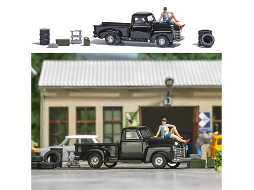 Busch 79812 Action Set Heiße Kiste Model auf Motorhaube Pick Up H0 1:87 Neu