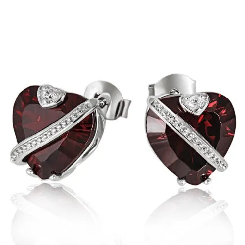 Goldmaid Damen-Ohrstecker Herz rubinrot Zirkonia 925 Sterlingsilber - Ohrringe für Damen aus hochwertigem 925 Sterlingsilber, anlaufgeschützt und mit elegantem Herzdesign, perfekt als Geschenk in Juwelierqualität.