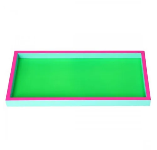 Giftcompany Tablett Tablett Neo Rechteckig Neon Grün, Pink, Türkis (30x15cm)