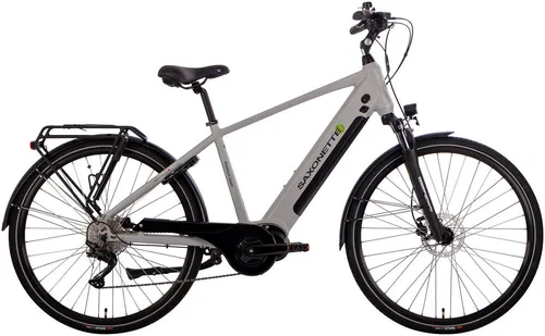 SAXONETTE E-Bike Trekkingrad Premium Sport (Diamant) - E-Bike für Herren mit 522 Wh Akku für bis zu 80 km Reichweite, ideal für Alltag und Ausflüge. Wartungsfreier Mittelmotor mit 10 Gängen sorgt für komfortables Fahren.