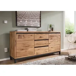 MASSIVMOEBEL24.DE VILLANDERS Sideboard 175x45x85 aus Wildeiche - Buffets mit einzigartiger Maserung - Jedes Sideboard ist ein Unikat aus naturbelassenem Holz und bietet viel Stauraum durch 2 Schubladen und 4 Ablageflächen.