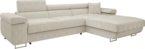 Mirjan24 Ecksofa Torezio Mini Cord mit Bettkasten in weiß von Mirjan24
