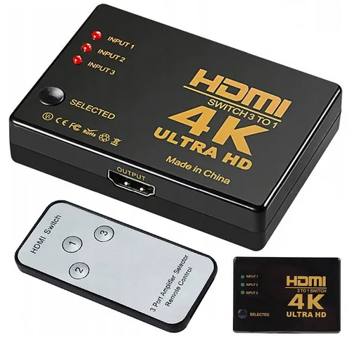 VERK GROUP HDMI Switch 4K 3 in 1 Splitter Adapter Umschalter Verteiler Ultra HD HDMI-Adapter