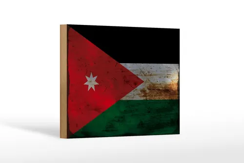 Holzschild Flagge Jordanien 18x12 cm Flag of Jordan Rost Deko Schild