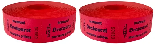 Bonrollen BRATWURST rot als Set Essenmarke Essenfreimarke Essengutschein Wertbon