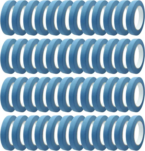 Profi Feinkreppband Blau für Präzises Abkleben - 48 Rollen 18mm x 50m Malerkrepp Abdeckband