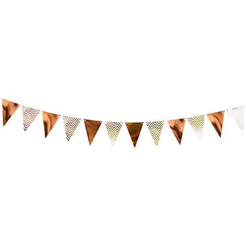 Oblique Unique® Wimpel Girlande Banner Roségold Wimpelkette für Geburtstag Jubiläum JGA Hochzeit Einschulung Feier Party Kindergeburtstag Deko
