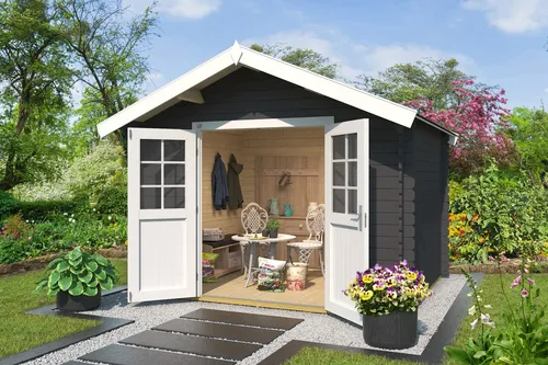 Gartenhaus weka 209 Gr. 2,5 - 333 x 233 cm grau - Gartenhäuser, Geräteschuppen & Carports - Robustes Holz-Gartenhaus mit Satteldach, ideal für zusätzlichen Stauraum und Gartenmöbel.