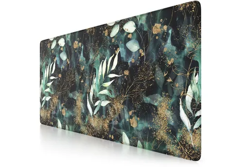 CSL Gaming Mauspad XXL Speed Mousepad 900 x 400 x 3 mm, große Tischunterlage, rutschfest, abwaschbar, Geschwindigkeit & Präzision, Gold Floral