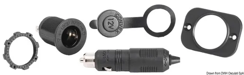 12V Stecker & Einbausteckdose mit Deckel wasserdicht