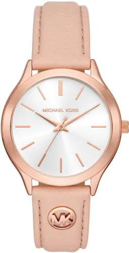 MICHAEL KORS Quarzuhr SLIM RUNWAY MK7467 - Elegante Damenuhr mit Lederarmband - Armbanduhren, modische Quarzuhr mit stilvollem Design, ideal für jeden Anlass und verleiht Ihrem Outfit einen Hauch von Luxus.