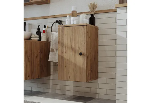 Roomart Badmöbel-Set LOTUS-I-95 cm – Komplett-Set - Modernes Badmöbel-Set in Weiß-Eiche mit Waschbecken, Unterschrank, Spiegelschrank und Seitenschrank. Ideal für stilvolle Badezimmergestaltungen.
